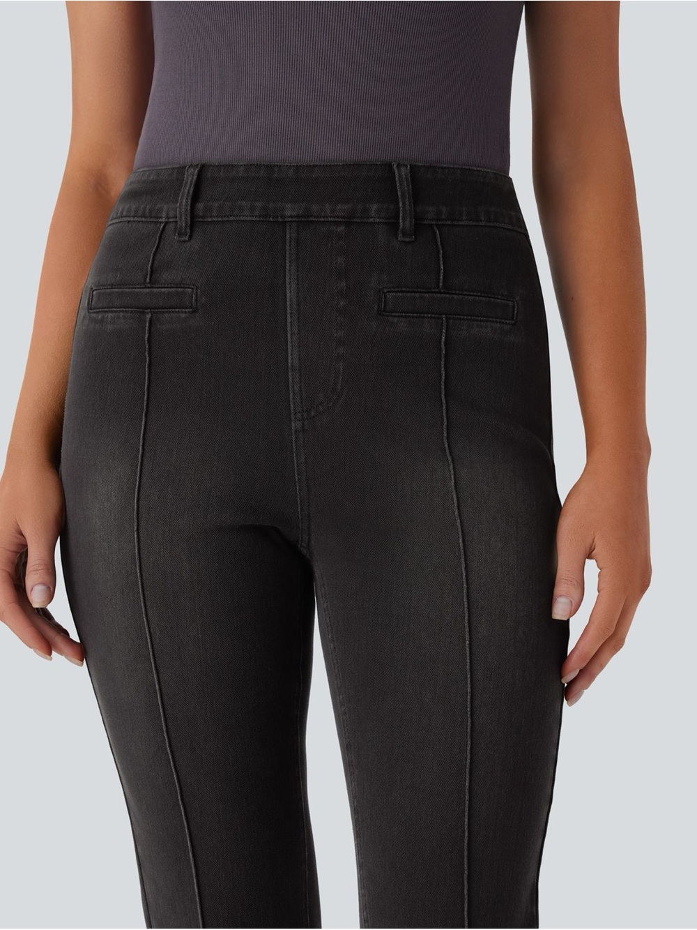 NWT Halara Flex High-Waisted Knit Denim Jeans in Black Wash L
